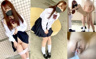 [Nein] Schönes Mädchen Mädchen 〇 Student auf dem Heimweg von der Schule begeht auf der Schulstraße und Gonzo mit nackter Belichtung ☆ Massiver vaginaler Cumshot ♪